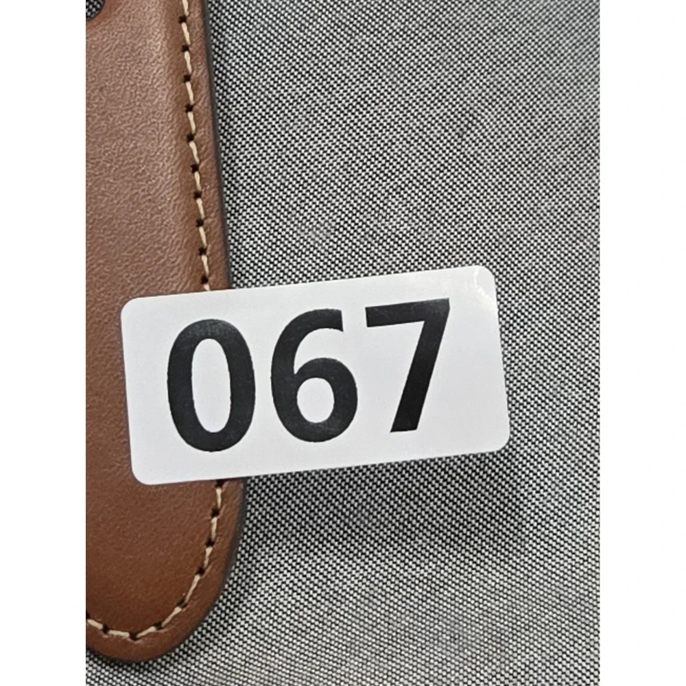 VTG Torino Belt Mens 34 Khaki Canvas Web Brown Leather Brass Buckle Casual 6832